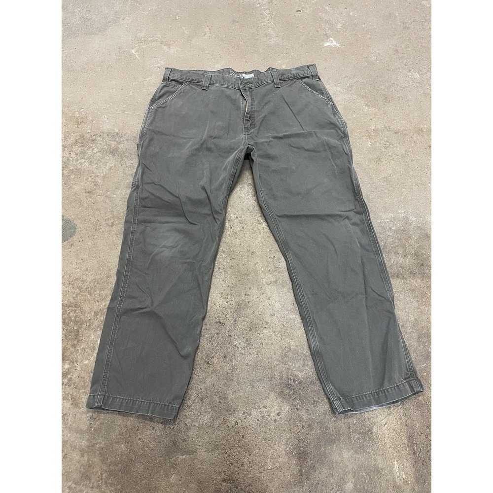 Carhartt Pants Mens‎ 42x32 Gray Relaxed Fit Canvas Carpenter Work B324 DFE